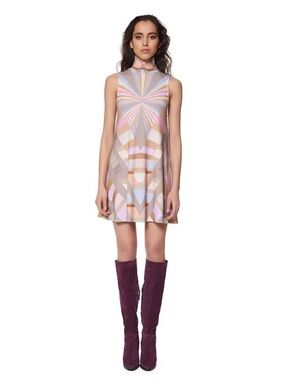 MARA HOFFMAN PRISM TURTLENECK SWING DRESS IN LAVENDER SMALL